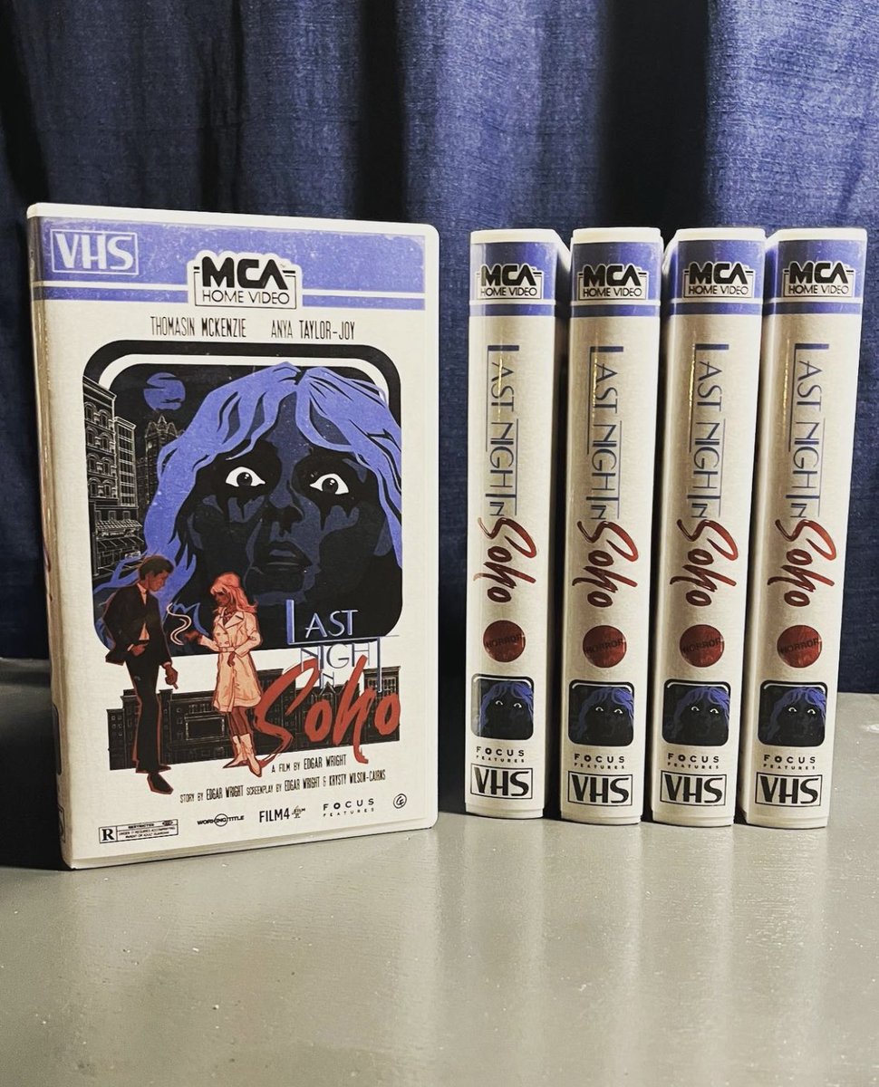 edgarwright's tweet photo. Love these @lastnightinsoho VHS cases made by @adamisdrawing for the new CRAZY4CULT show at @Galleries1988. On sale at the show tonight and available online tomorrow. https://t.co/IeG0EuYwx4