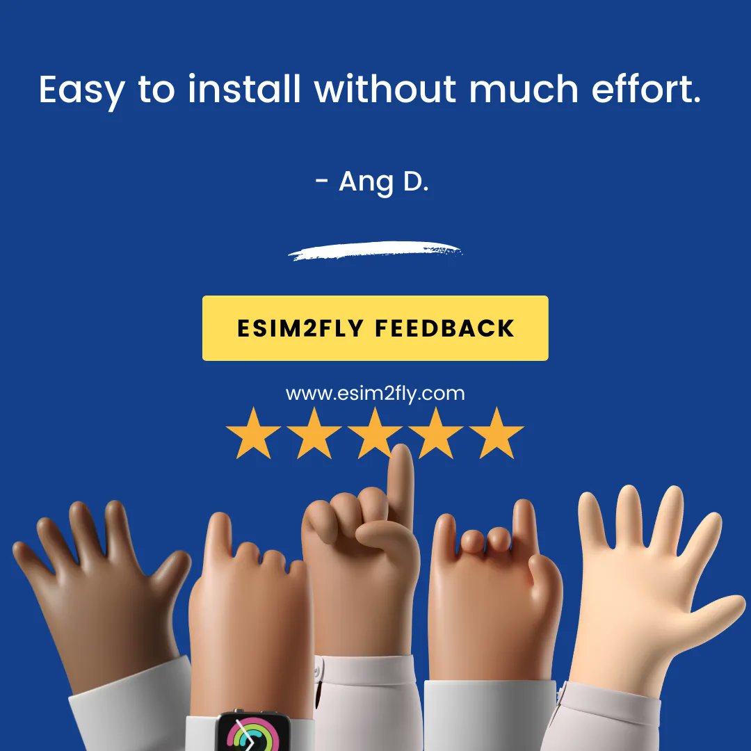 esim2fly's tweet photo. #esim2flyfeedback
We guarantee that our packages here in eSIM2fly is easy to install.
Get one here: https://t.co/Yt1KMkBOiO
#esim #esim2fly https://t.co/wExwnMprLx