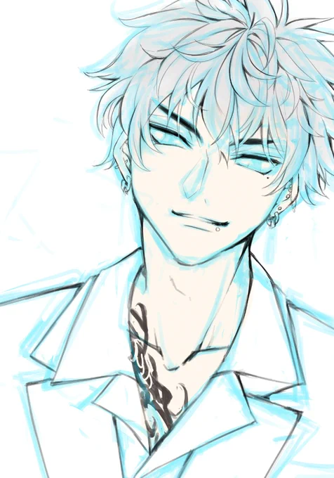 今日はフォロワーさんの好きな悪い男描いてる。(こういうイメージで合ってますか…っ 