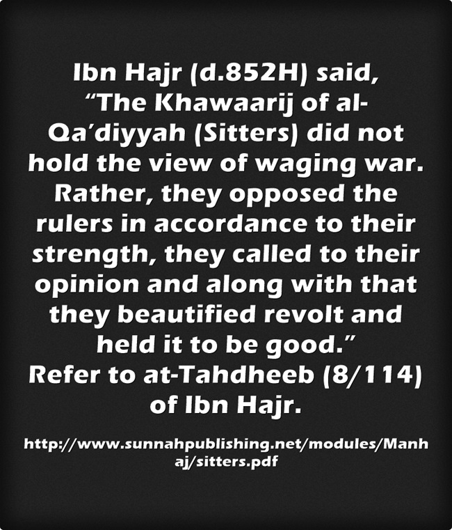 EngrHamidPasha's tweet photo. Q. Who are worst of all creation?
A. Khawarij
Q. Who r worst of all Khawarij?
A. Sitters (Qa'diya)
Q. Who r Qa'diya?
A. They incite revolt against Musim rulers in accordance to their strength, but never take part in the actual revolt themselves. e.g. #AhmadMusaJibril #Awlaki #OBL https://t.co/KIhq7eg37X
