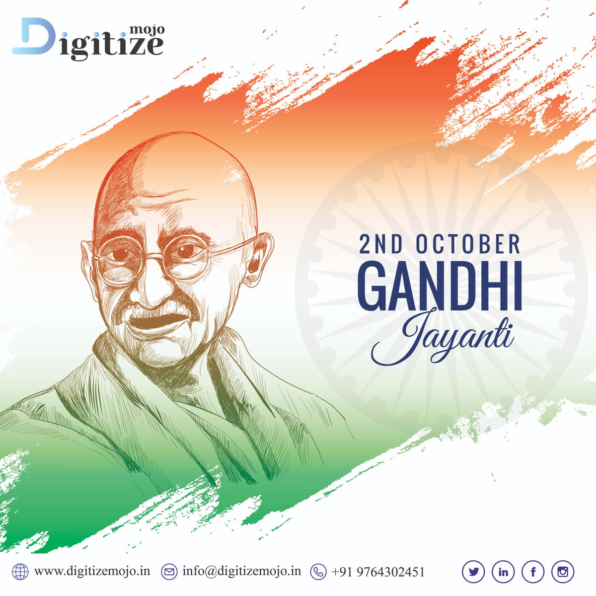 DigitizeMojo's tweet photo. A salute to the man, who led us to the Freedom – of thoughts, words and actions!
Happy Gandhi Jayanti !

visit Us: https://t.co/gfSAkS4foX

#GandhiForever #GandhiJayanti #FatherOfNation #digitizemojo #MahatmaGandhi #india #Peace #Freedom #Nation #Bapu #Gandhiji https://t.co/CCzmyTvrQL