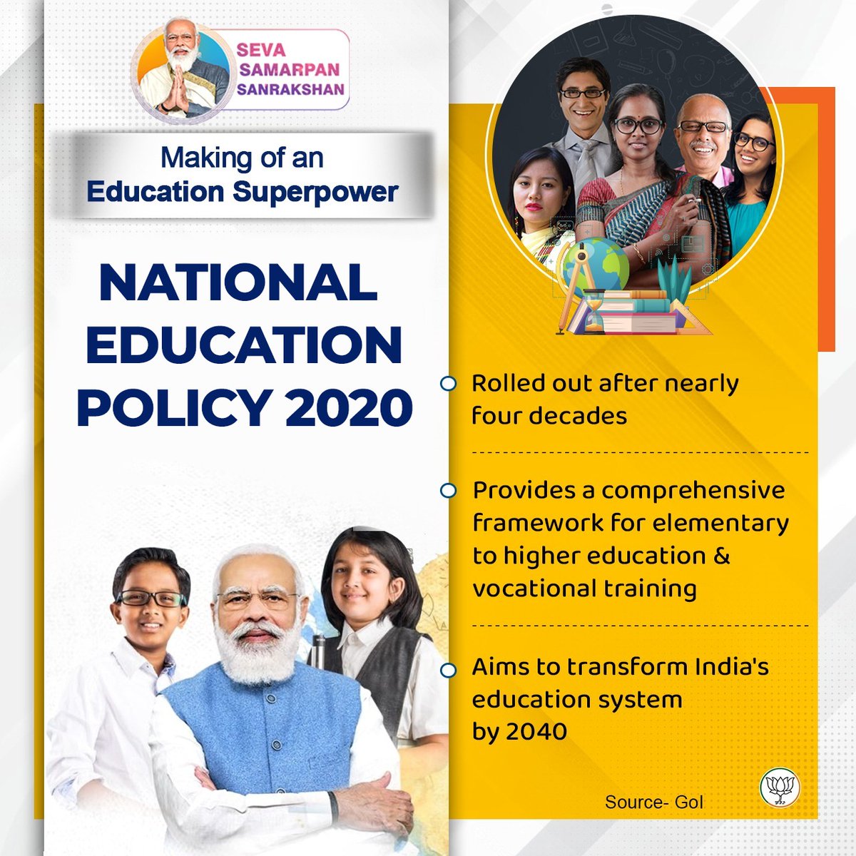 iGirishNarkhede's tweet photo. Providing universal access to education has been the goal of the Modi-led government. The National Education Policy, 2020 has been a game-changer therein.
#India4BestEducation https://t.co/4XPwbL0Zqd