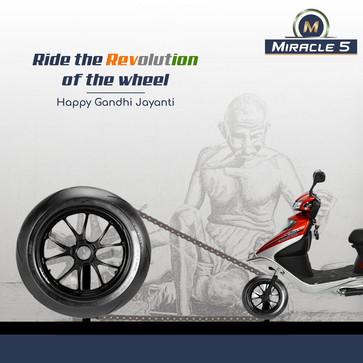 Miracle5E_bikes's tweet photo. Be the change you want to see in the world.
Miracle 5 team wishes you a Happy Gandhi Jayanti!
#miracle5 #ILoveMiracle5 #MiracleElectricYatra #GandhiJayanti https://t.co/u5Xs4Ce8HY