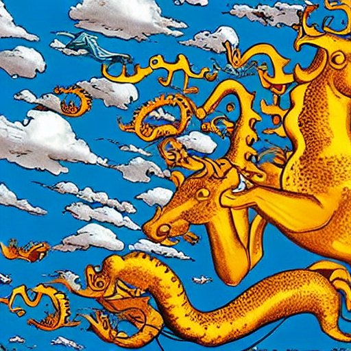 finitistisch's tweet photo. Was tinkering much of the evening with one of the stable diffusion models online with variations of the prompt "flying golden seahorses" (I know pretty random) https://t.co/PyyYHEKxru