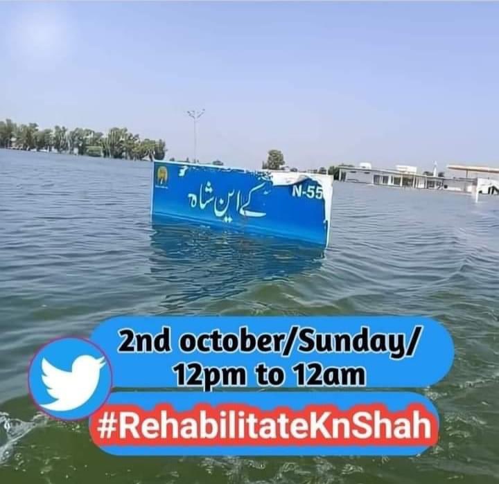 HaqAbro1's tweet photo. Today’s trend for rehabilitation of KN Shah is v important  as city is still submerged &amp; Sindh Govt has no plan to drain out this water so residents can return their homes that’s why all friends are requested to make today’s trend successful.
@jamkhanshoro 
#RehabilitateKnshah https://t.co/3ljw6LJPv9