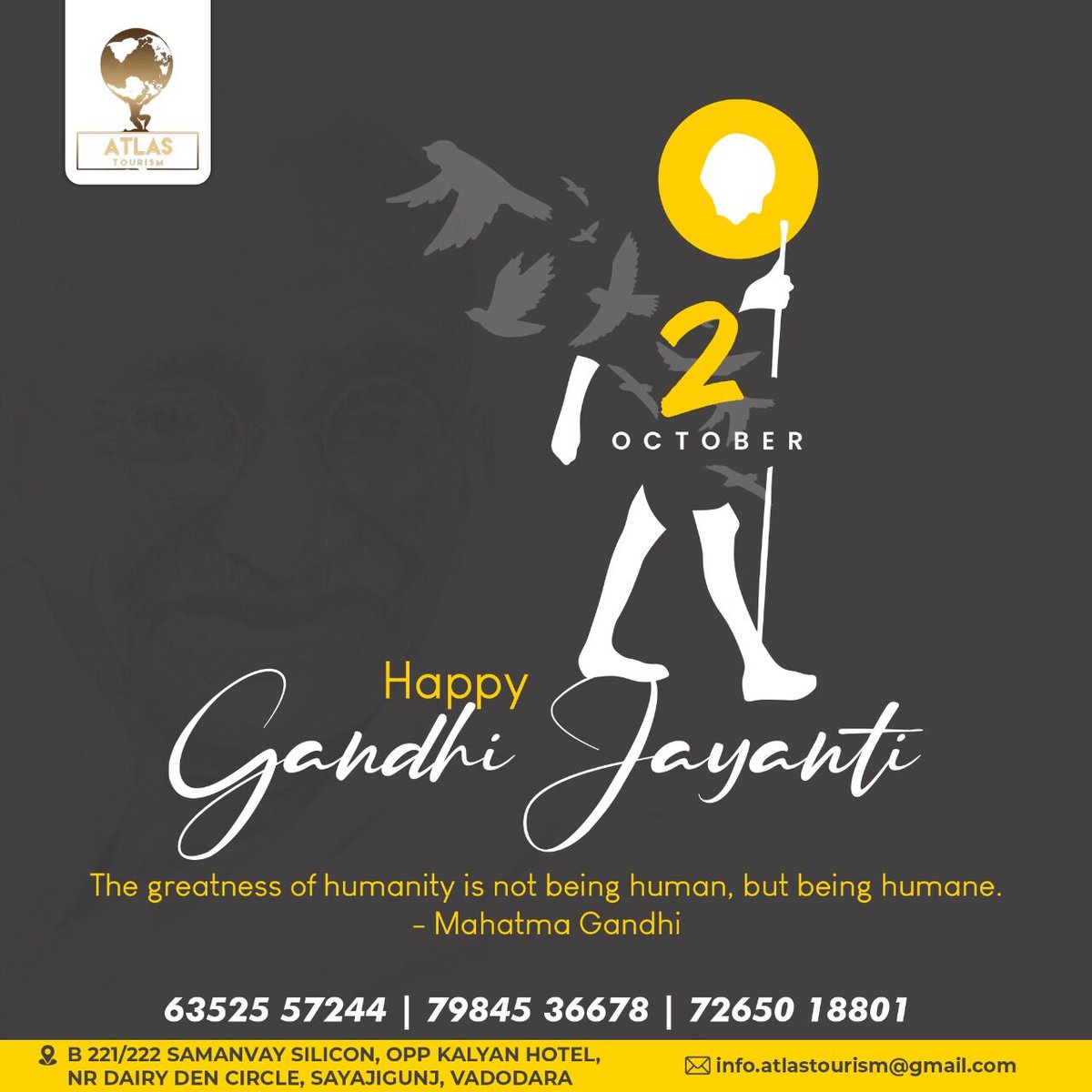 Gandhiji says, 'Live as if you were to die tomorrow.'

We say, 'Travel as if you were to die tomorrow.'

For All Your Tourism Plans Contact Us Today At:
📩info.atlastourism@gmail.com

#atlastourism #gandhijayanti #nationalfather #proudtobeindian #india #satyamevajayate #gandhiji