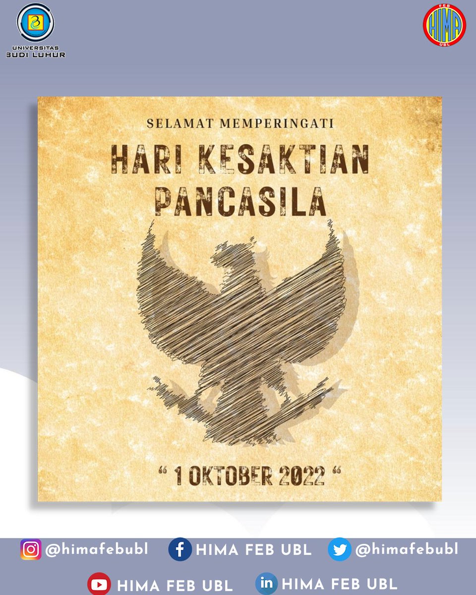 [Peringatan Hari Kesaktian Pancasila]

Kami segenap pengurus Himpunan Mahasiswa Akuntansi periode 2022/2023 mengucapkan selamat memperingati Hari Kesaktian Pancasila.
 ____________________________

#HIMA2022
#HIMAFEBUBL
#KBOMFEBUBL
#UNIVERSITASBUDILUHUR
