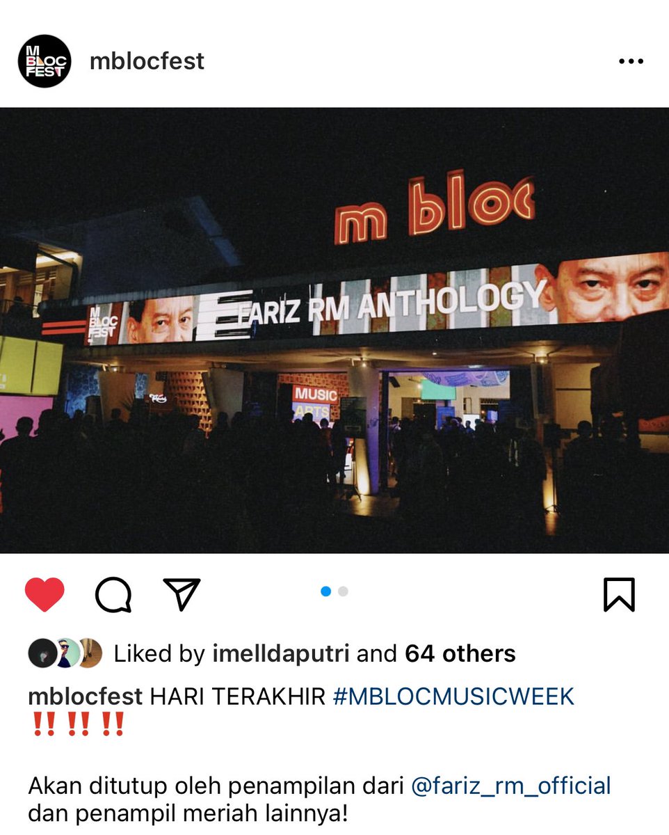 Yg mau nonton <a href="/farizrmofficial/">Fariz RM</a> dkk nanti malam di hari terakhirnya <a href="/mblocfest/">mblocfest</a> .. sampai ketemu di <a href="/mblocspace/">M Bloc Space</a> yaaa