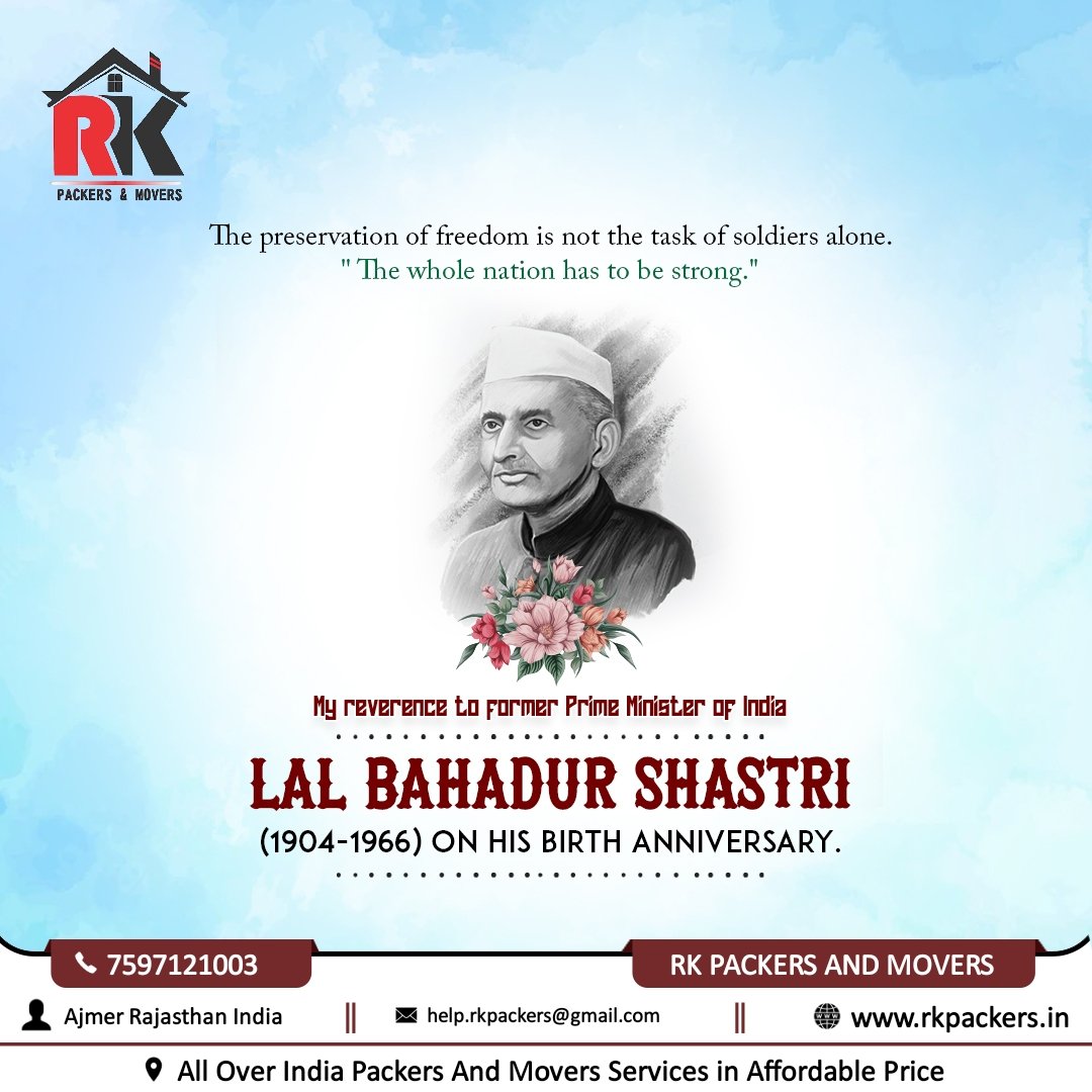 PackersRk's tweet photo. #happy #lalbahadurshastri #jayanti #RKPACKERSANDMOVERS #packersandmovers #Packers #movers #relocation #shifting #householdshifting https://t.co/AoWM1WmdWF