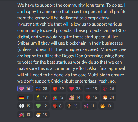Web3Queenie's tweet photo. From @ShytoshiKusama just now regarding some of the profit allocation of #ShibaEternity 

#SHIB #SHIBAETERNITY https://t.co/vrN4FaM4Jt