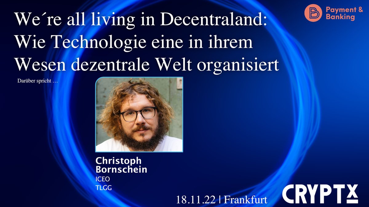 Datensilos aufbrechen, neue Lösungen für alte Probleme liefern, all das steckt in #Crypto &amp; #Dezentralisierung. Sie bieten Lösungsansätze für eine stockende #Wirtschaft, die weit über Finanzfragen hinausgehen &amp; doch eng mit ihnen verbunden sind.

Tickets: bit.ly/3ycqbuf