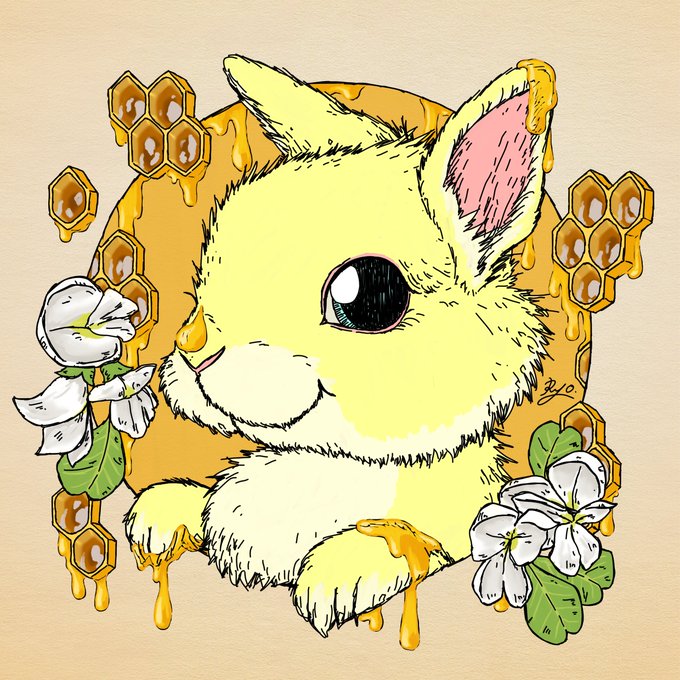 HelloToday's #cryptoluckybunny is...『Crypto lucky bunny』 No.19 HoneyOwned by #Honey #ハチミツ #うさぎ #NFT#nftcollector #NFTart#NFTCommunity #NFTartist  #NFTs #NFTcollectibles # 