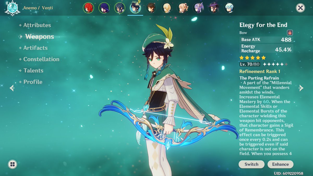 vent3verja's tweet photo. SEVENTEEN PULLS! SEVENTEEN!!!
The only banner that loves me is the weapons banner 😭✋. Lose every 50/50 but I win the weapons banner. But its all for my baby so who cares 💙💚💕

#GenshinImpact #genshintwt #venti https://t.co/ekHdQtKBIL