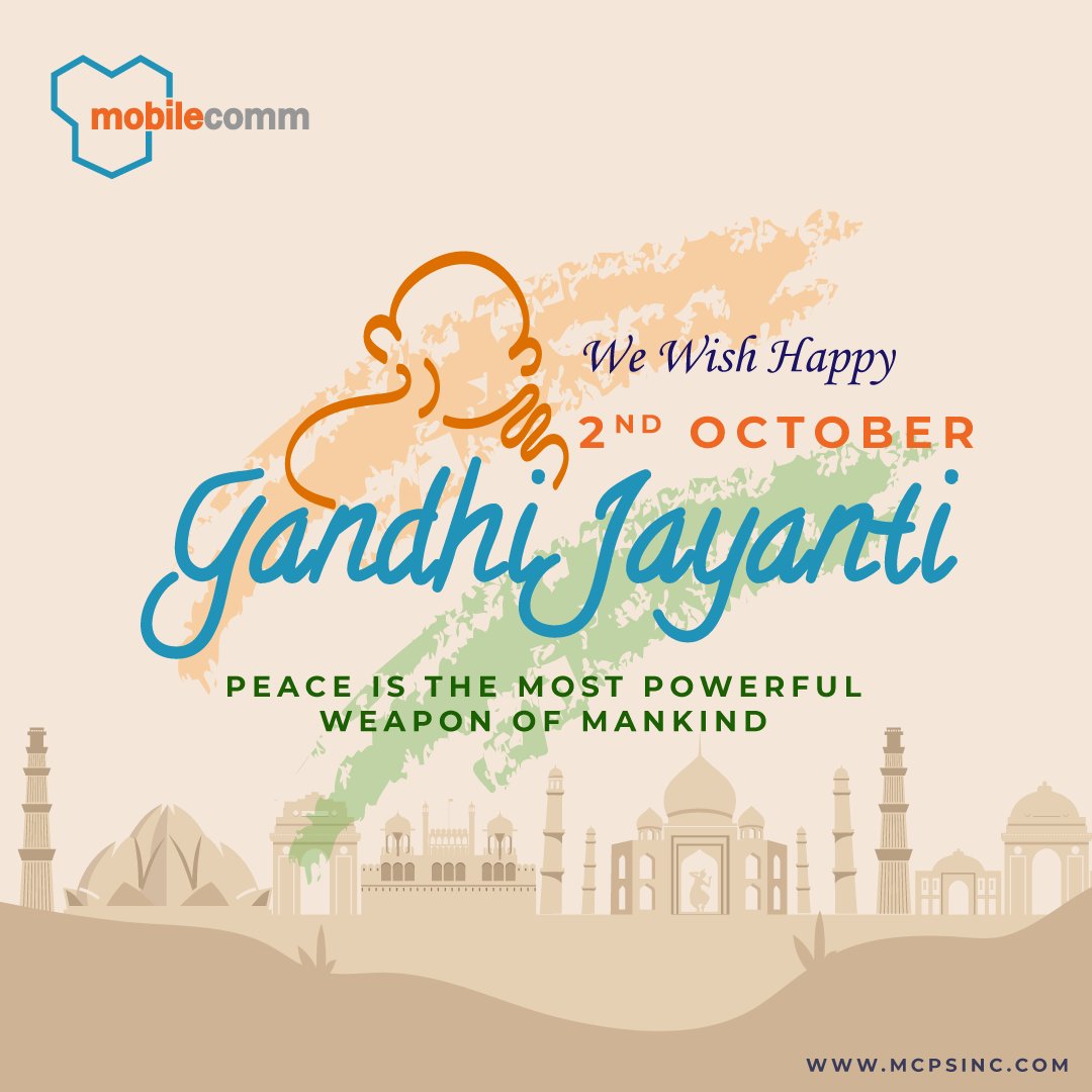 mobilecomm_inc's tweet photo. MobileComm Professionals, Inc wishes you a happy and peaceful birth anniversary of Mahatma Gandhi.
#mcpsinc #mobilecomm #wirelesscommunications #wireless #telecommunication #mahatmagandhi #GandhiJayanti #happylaborday #usa #canada https://t.co/otlaGBFR6R