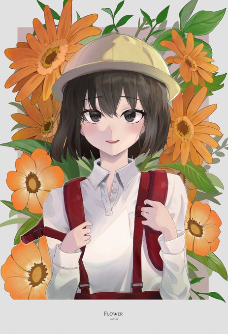 「hair between eyes school hat」 illustration images(Latest)