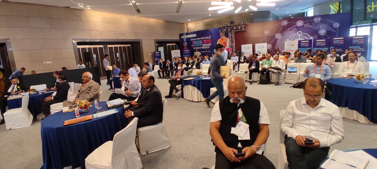 DoT_India's tweet photo. #5GInIndia | The #DigitalIndiaConference on the 2nd day of #IndiaMobileCongress is being joined by Secretaries, Principal Secretaries and other Senior Officials from various State and UT Governments from across the country.
@NBM_DoT @_DigitalIndia @MyGovHindi @BSNLCorporate https://t.co/gTVUjrppX2