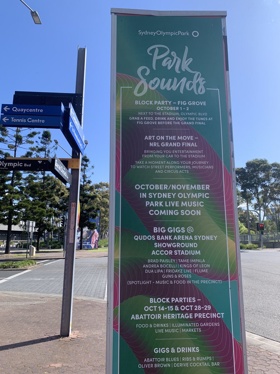 Loved seeing #ParkSounds today <a href="/sydolympicpark/">Sydney Olympic Park</a> to celebrate #NRLGrandFinal and entertain fans before going into <a href="/AccorStadium/">Accor Stadium</a>, with t he Block Party and Art on the Move. Plenty more experiences are planned at #sydneyolympicpark for October and November sydneyolympicpark.com.au/park-sounds
