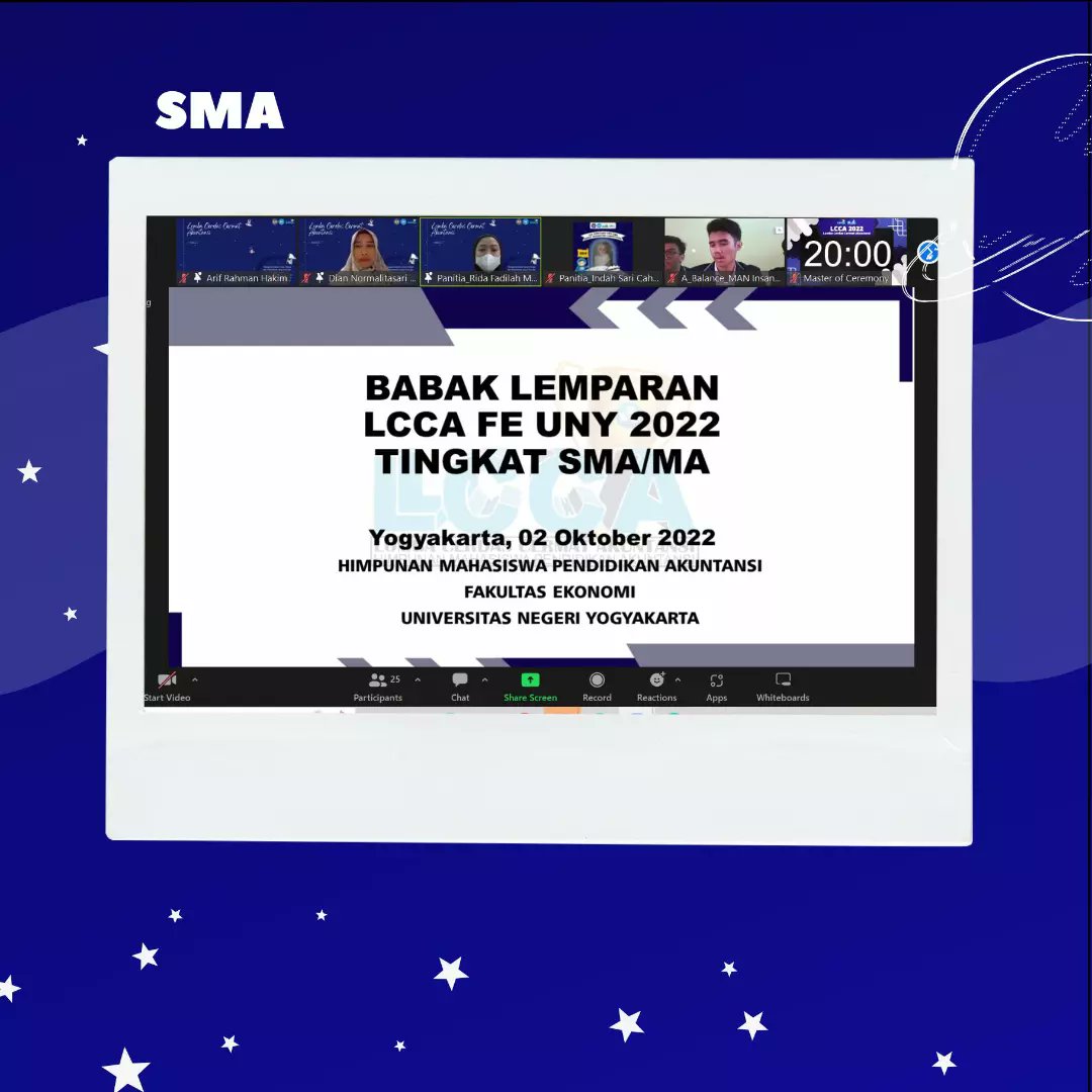 lccafebuny's tweet photo. [FINAL LCCA FE UNY 2022]

Babak final LCCA 2022 diselenggarakan pada tanggal 02 Oktober 2022 via zoom meeting. Babak ini diikuti oleh delegasi 3 tim dari sekolah tingkat SMA dan 3 tim sekolah tingkat SMK. https://t.co/yHndzzWddr