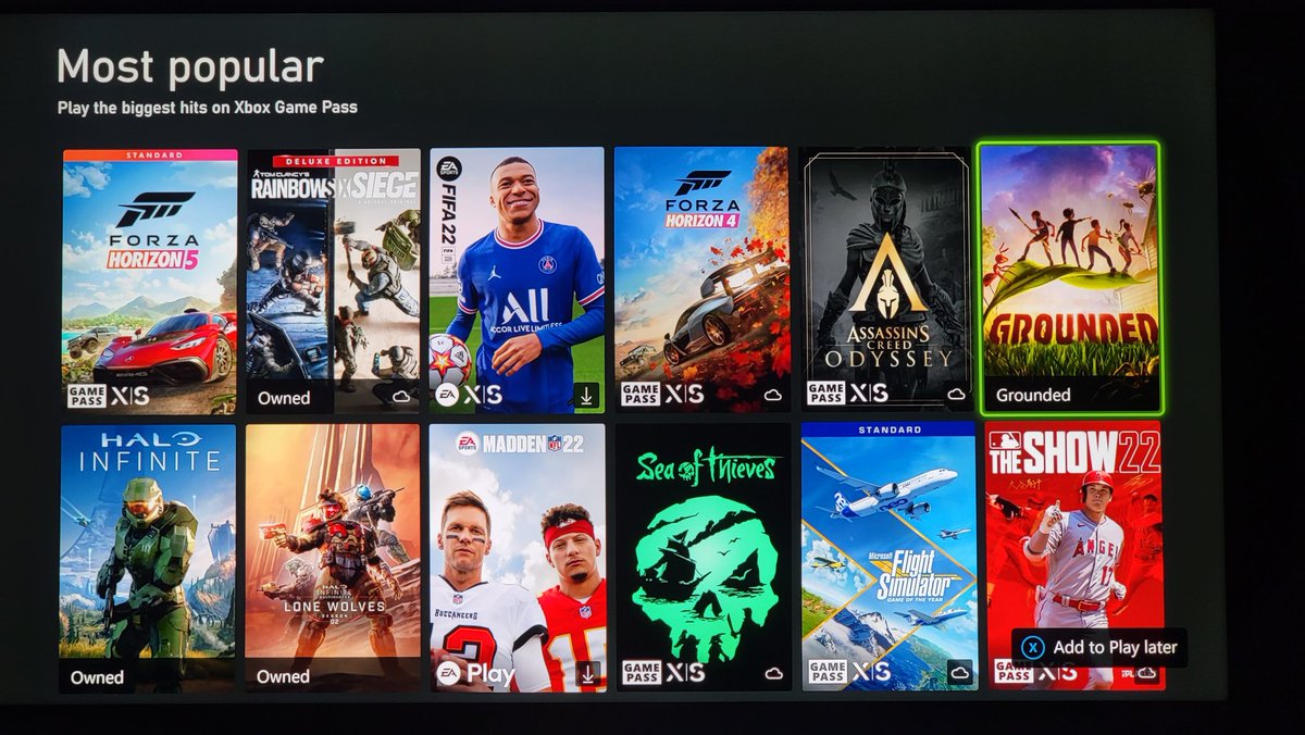 BenjiSales's tweet photo. The launch of Grounded 1.0 and the Main Story has led to a big uplift for the game

Now sitting in the Top 6 Most Popular Titles on Game Pass

The game was developed by a small team at Obsidian and reached over 10 Million Players earlier this year https://t.co/fNFvIOCoWS