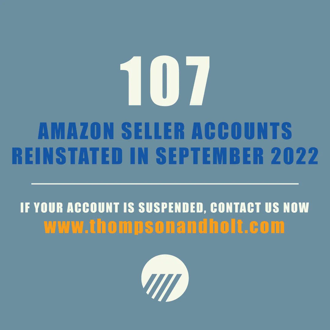thompsonandholt's tweet photo. 107 Accounts Reinstated in September 2022👍

If your Amazon Seller Account Suspended Thompson and Holt can help you today, start a free LiveChat consultation at https://t.co/vNCrd3JV0R
WhatsApp/WeChat: +447818020777
Email: Info@ThompsonandHolt.com https://t.co/kGxXXHdKZ6