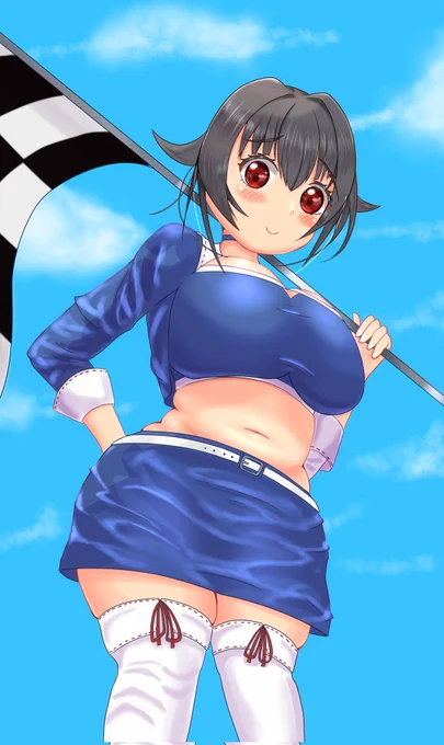 #迅鯨「下から覗かないで…///」レースクイーン迅鯨ちゃん!かわいいよ!あのむちむちボディにぱつぱつの衣装は暴力ですわ!最高ですわ!(^ω^) 
