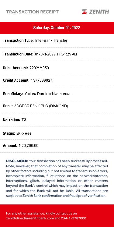 ArcThankgod's tweet photo. @ZenithBank @cenbank  was debitted #20,200 while  trying to make a transfer to access bank 1377666927 with my acct no 2282294953(zenith bank) . And it was unsuccessful. It has been more than 24 hours now, no reversal. Pls look into this as it is urgent https://t.co/29Gz7pYYwc