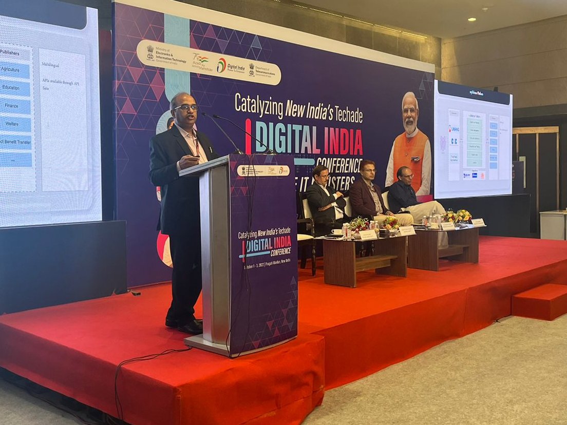 GoI_MeitY's tweet photo. Shri @abhish18, P&amp;CEO, @NeGD_GoI also shared his views on #MeriPehchaan National Single Sign-on &amp; said that earlier SSOs under @GoI_MeitY like #DigiLocker, #ePramaan, #JanParichay &amp; more have come together under one platform for a seamless user experience. #DigitalIndia #IMC2022 https://t.co/HQzqxhv8f7