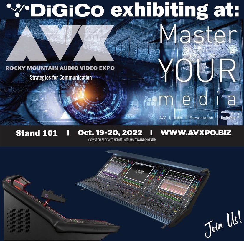 DiGiCo @AVXpo 19-20th Oct @CrownePlaza DIA Convention Center in Denver, Colorado Our pros will be on-hand to answer any questions you may have & show you some of the key features of our consoles. #DiGiCo #MixingConsole #AudioConsole #DigitalMixingConsole #AVX #AVXPO #avx2022