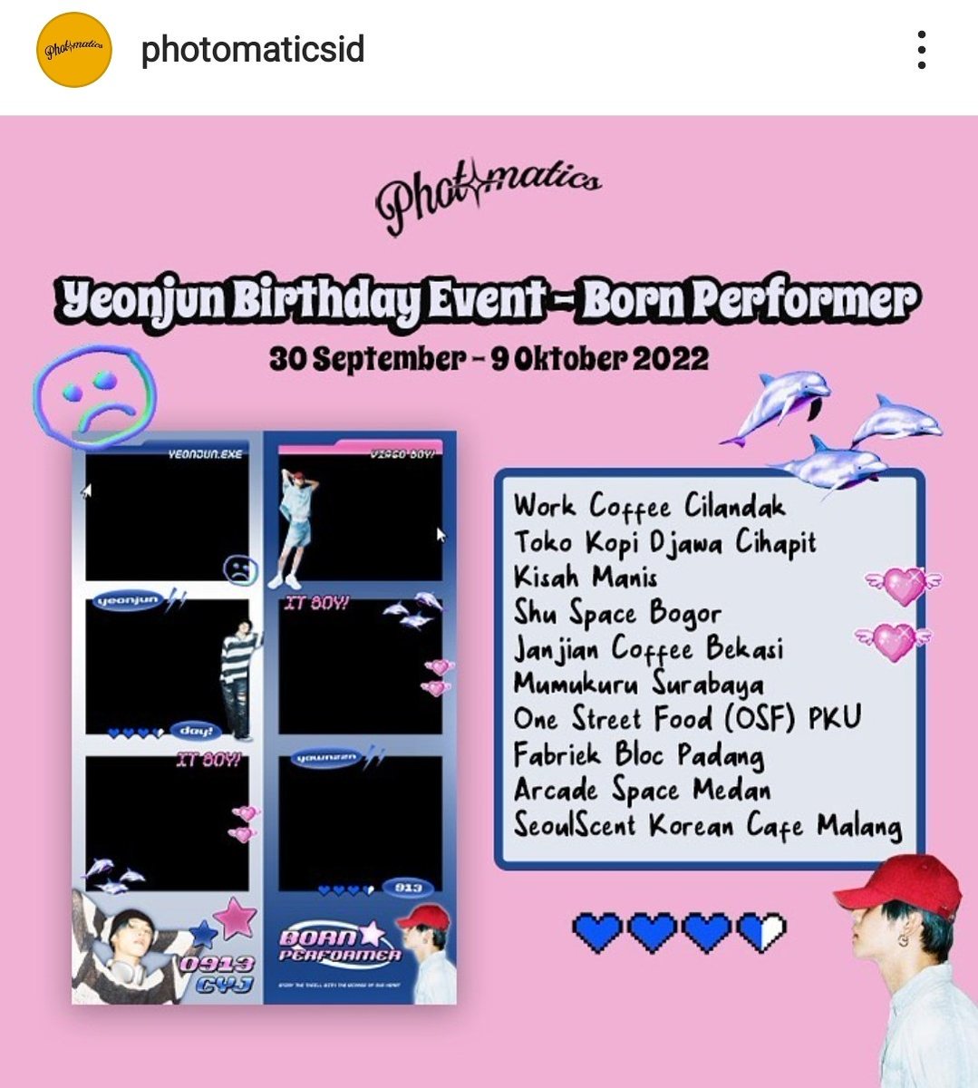 txtjjunie's tweet photo. haiiii buat moa medan sama malang ada kabar baik nihhh 😆 untuk photobooth khusus yeonjun ini ada di arcade space medan &amp; SeoulScent korean cafe malang, yukkk moa medan sama malang yg mau berpartisipasi bisa kesana 💞💙 event sampai tanggal 9 oktober yaaa https://t.co/Zh0xrYl24j