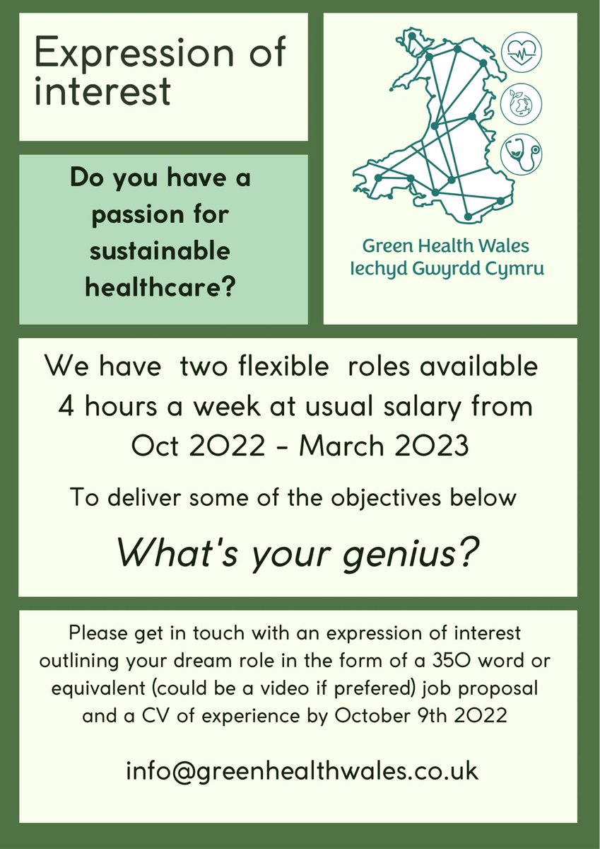 GreenHWales's tweet photo. 📢 Paid Opportunities to join the Green Health Wales team! 🌍🏴󠁧󠁢󠁷󠁬󠁳󠁿

Passionate about sustainable healthcare? Have the skills to work on some of the below? 

We'd love to hear from you! 📩
https://t.co/SHE0wMXih4 https://t.co/NpaWWmdw5G