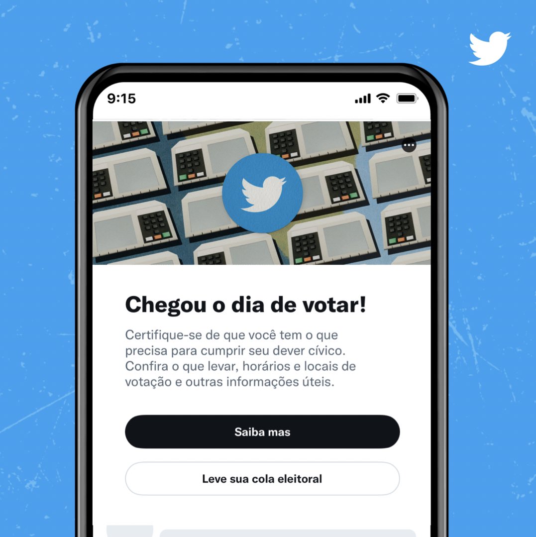 XBR's tweet photo. Chegou o dia! Ao abrir o Twitter, você poderá ver um aviso que leva a informações úteis sobre como participar das #Eleições2022 neste domingo 👇
#BoraVotar https://t.co/WJxDaDNeFi
