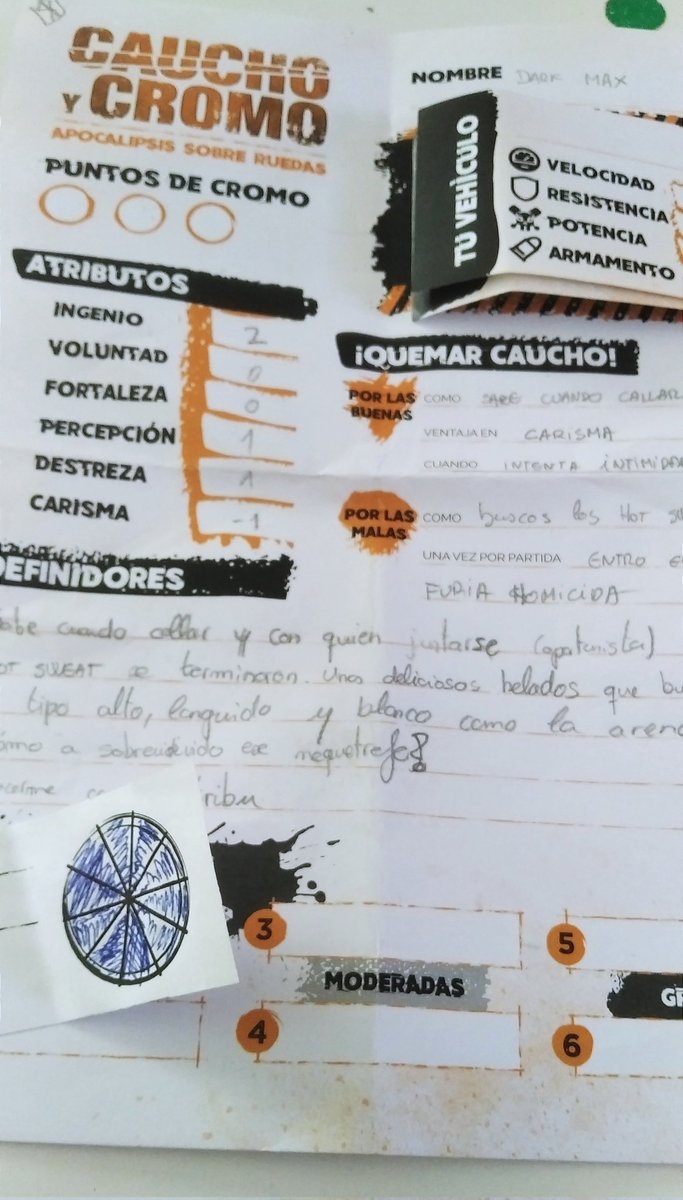 ¡Trepidante y macarra! Ayer probamos "Caucho y Cromo" de y con <a href="/RobertoAlhambra/">Roberto Alhambra</a> junto a <a href="/drulax/">lucasss</a> y <a href="/AlbertoCHTi/">Alberto Chesa</a>. 

En unas semanas en <a href="/DevirIberia/">Devir Iberia</a>. ¡Compra segura para hacer la tarde con un one shot de llegar y jugar!