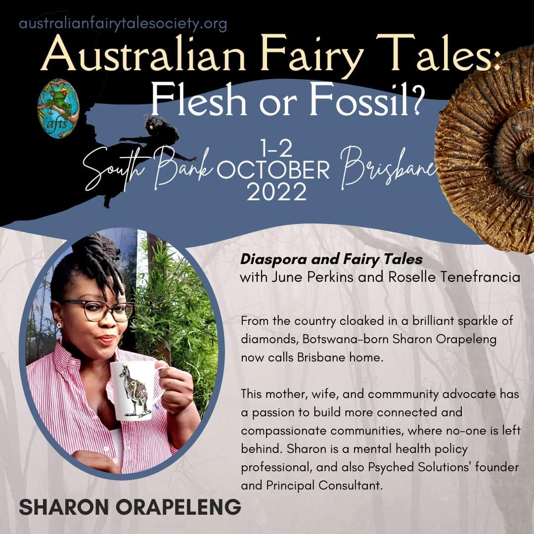 Sharonora's tweet photo. Stories of Australia should reflect the diversity of her population!
#Kealeboga @AusFairyTaleSoc for the opportunity to have this space.
It feels like this is just the beginning of this journey.
The fossil shall become flesh!
#mainane @BrandBotswana #aftsconference2022
#storytime https://t.co/L1ZSpyb8bR