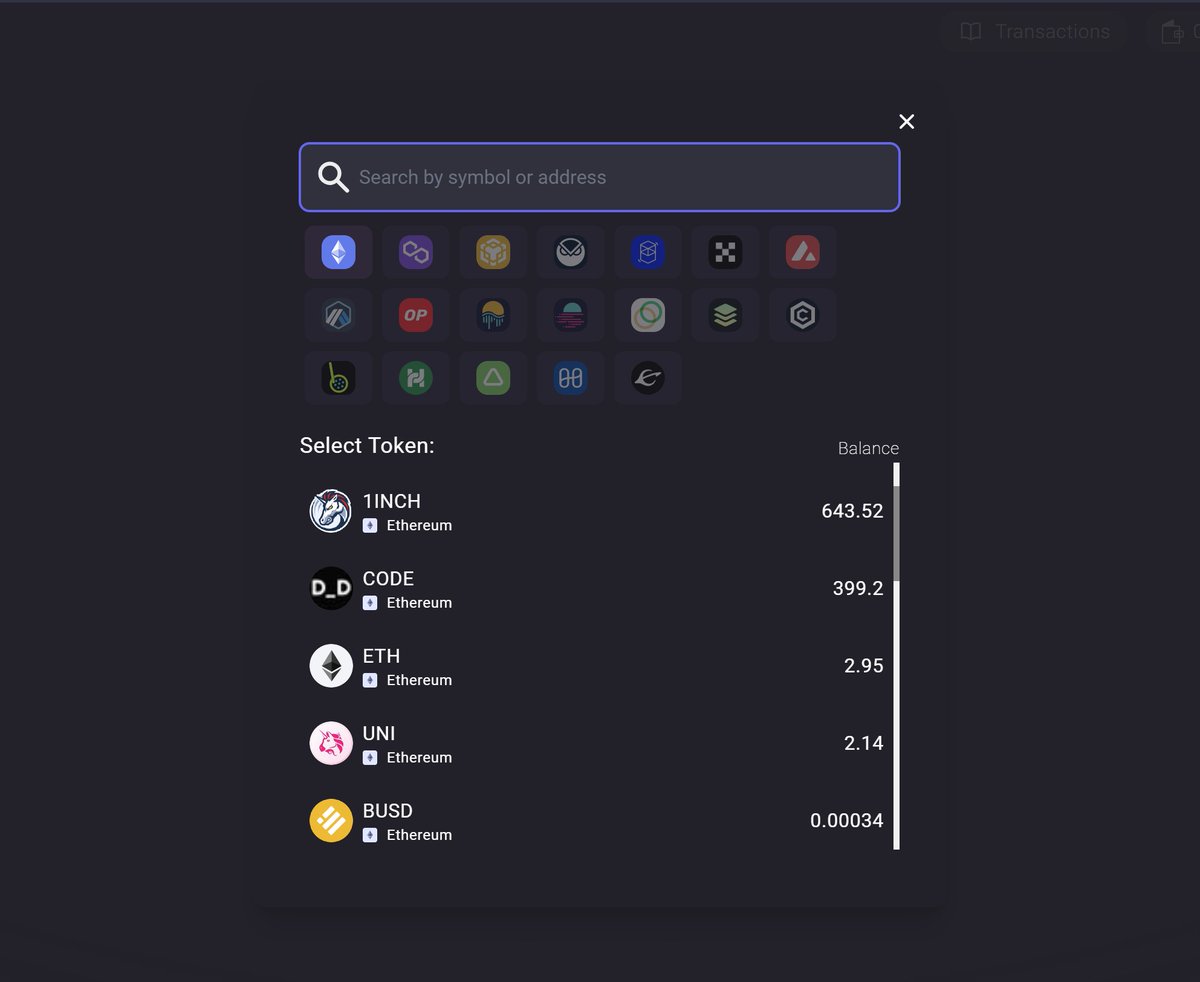therealswidge's tweet photo. Pic 1. Our current feature of showing you the wallet balances when you select a token from our network &amp; token selector menu is built with the @DeBankCloud  API. 

Pic 2. Our soon to be release feature, a "mini dashboard" also works with this data.
Building DeFi with @DeBankDeFi https://t.co/D72msXiUu9