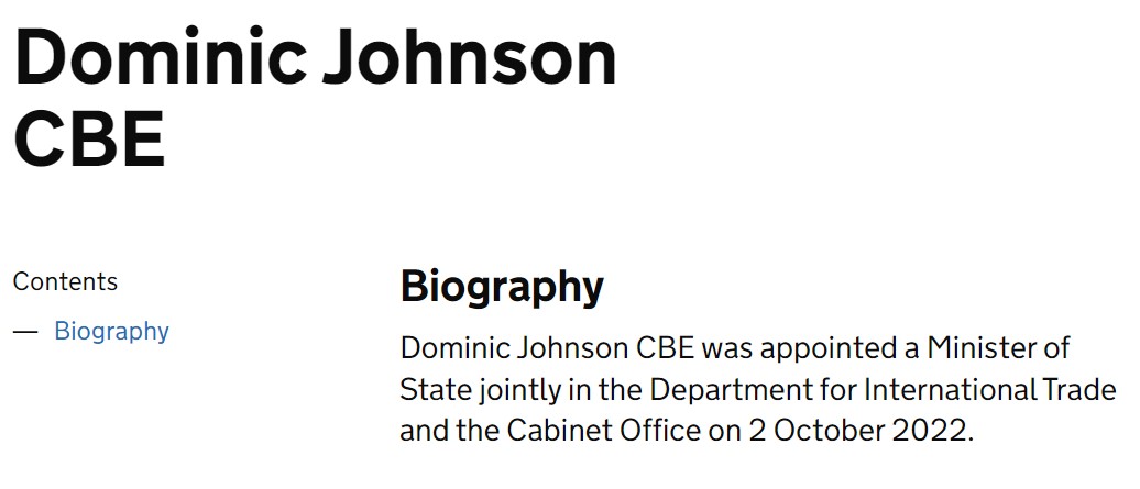 BREAKING: Liz Truss has appointed Dominic Johnson, Tory donor & co-founder of Somerset Capital with Rees-Mogg, as trade minister Announcement quietly dropped on gov.uk He's being handed a peerage to boot Confirms @fletcherr scoop thetimes.co.uk/article/city-v…
