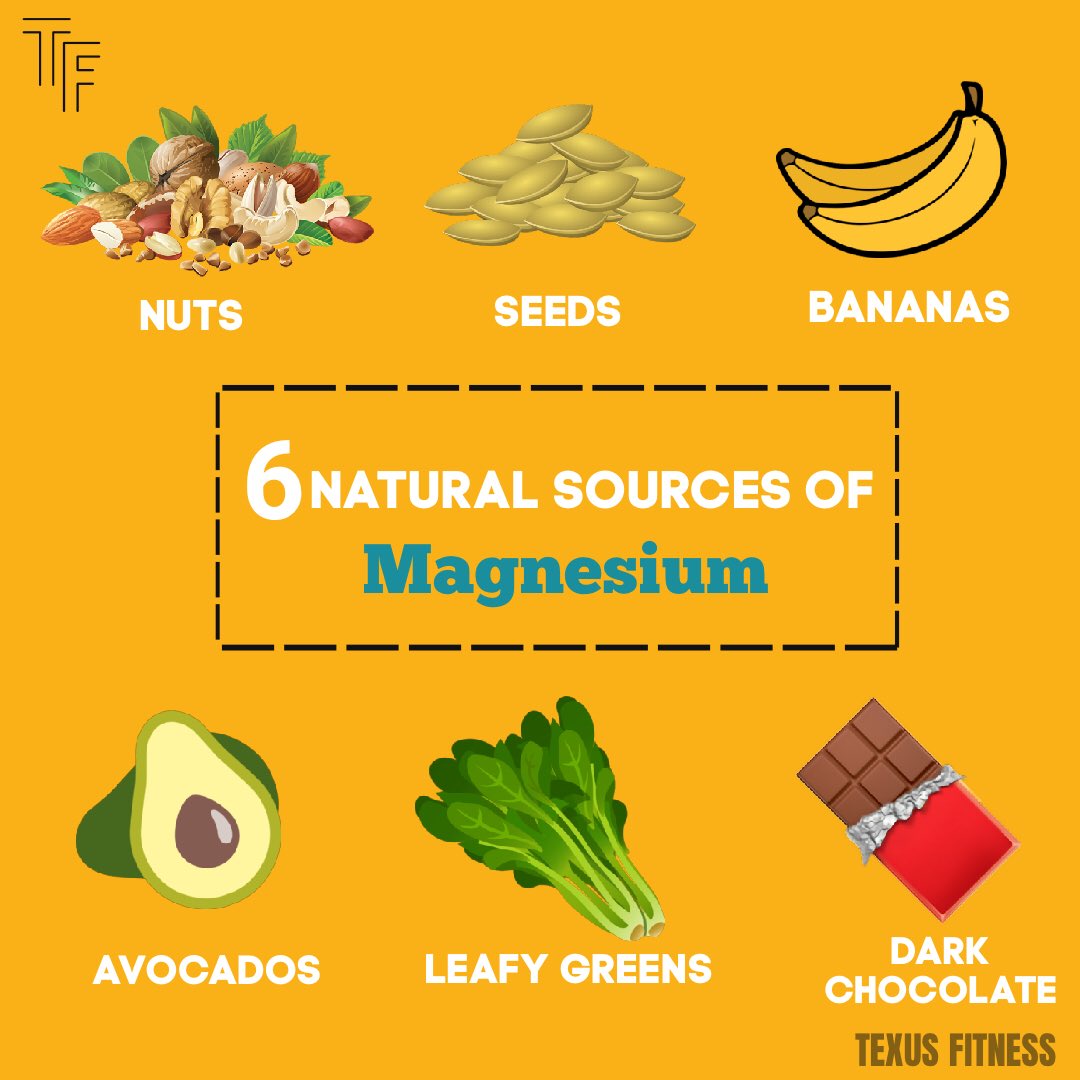 texusfit's tweet photo. 6 natural sources of Magnesium 
. Nuts
. Seeds
. Bananas 
. Avocados 
. Leafy greens 
. Dark chocolate 

Follow: @texusfit 
.
. #megnesium #health #healthcare #healthylifestyle #healthy #wellness #healthcare https://t.co/yMrL9wU1qd