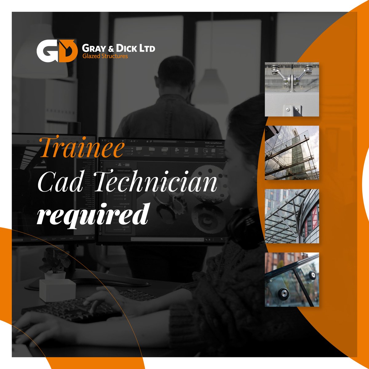Trainee CAD Technician required. This is a great opportunity for a #CADTechnician to develop their skills, work on high-profile projects and progress within the industry. 

Visit the @GrayAndDick website to apply.
> ow.ly/kZxj50KZ5Ol 

#GlasgowJobs #Hiring #Architecture