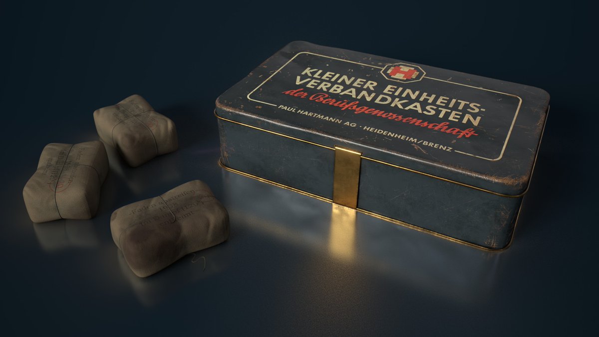 weh_el's tweet photo. Just wanted to share another artwork I did a while ago. This First Aid Kit is displayed in the #MercedesBenz Museum in Stuttgart, and thought it might be a cool prop to recreate in 3D. 

#3D #3dmodeling #DigitalArtist #digitalart #3dart #UE4 #UE5 #gamedev #substancepainter https://t.co/7lLzTzUfOe