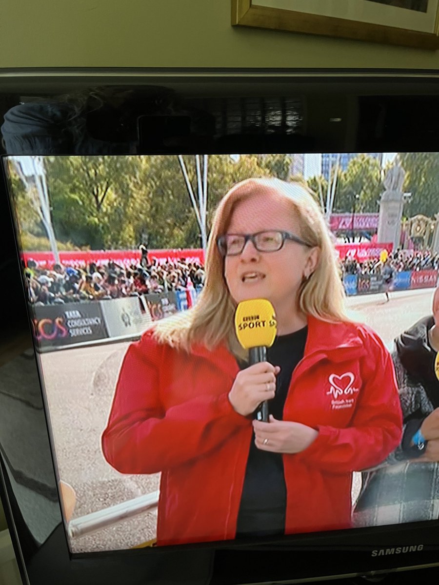 BewickCarol's tweet photo. I love seeing @amrc members on tv. Go @iCharmaine @bhf! Brilliant interview. Hope you make your target #londonmarathon https://t.co/92xE6obmIr