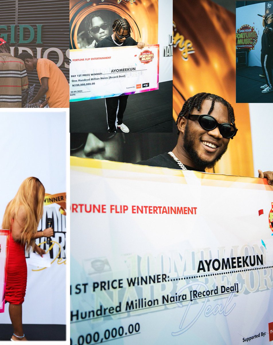 fortuneflipent's tweet photo. It was a glorious event at the announcement and presentation of the prices to the winners of the #OpenYourFortune Music Competition 
Congratulations again to our winners 
🏆 @ayomeekun
🥇@MollyBoyMusic 
🏅 @skizzymogul 
Thanks to our item supporters @auxellmusical 
@onerpmafric https://t.co/RO47d7uG2l
