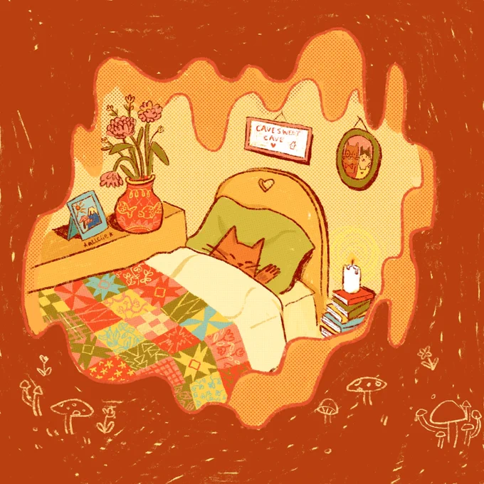 oh to be a cosy cat living in a cave - #peachtober22 