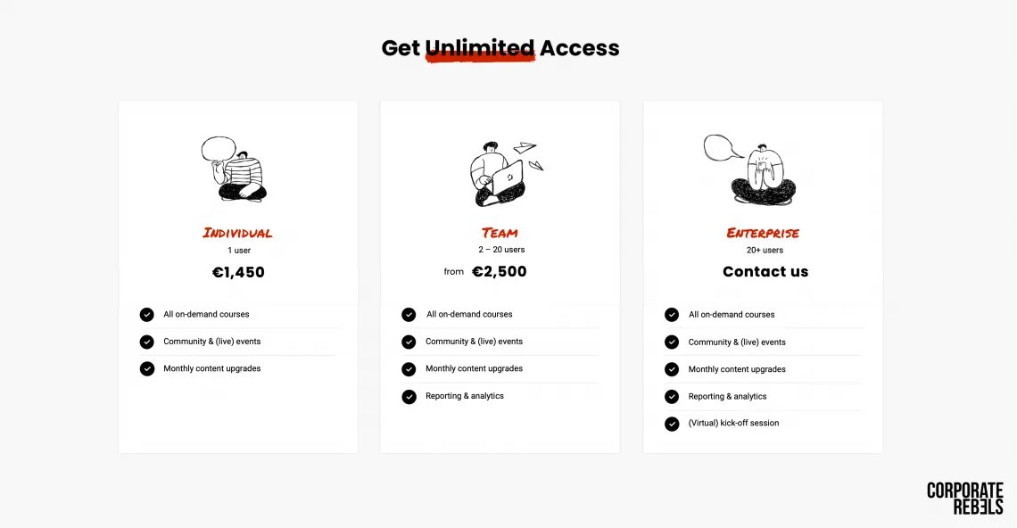 Meet Our New Subscription Model 

We've made a big change to our pricing structure of our subscription model for the Corporate Rebels Academy. Time for an update. buff.ly/3dNBEtc

#CorporateRebels #MakeWorkMoreFun #DecisionMaking #PsychologicalSafety #RunBetterMeetings