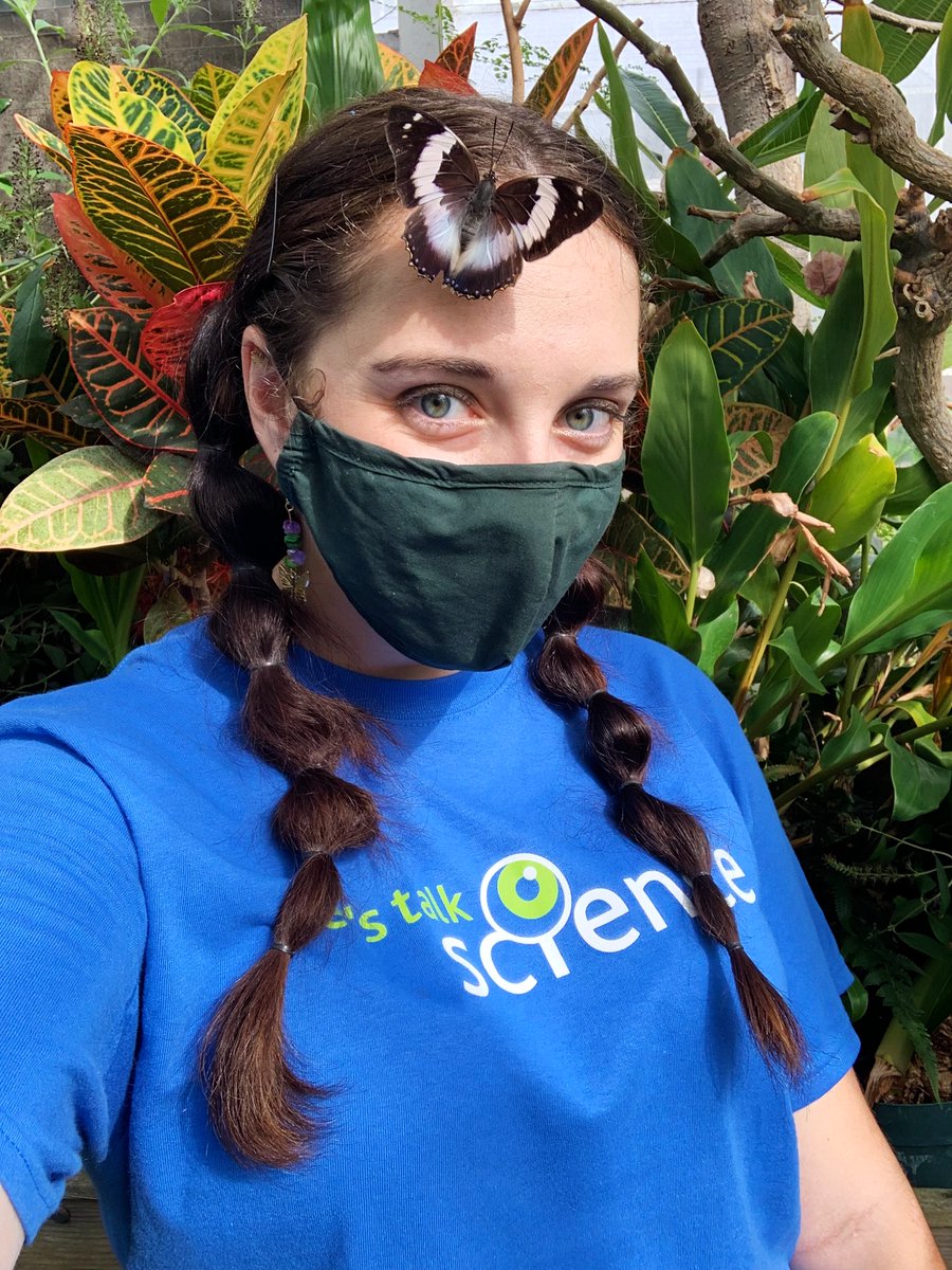 Caitlin, one of our awesome volunteers, in the greenhouse with the butterflies yesterday @CareltonBiology! Come to the show today - it's free (9:00 a.m. to 3:40 p.m.)