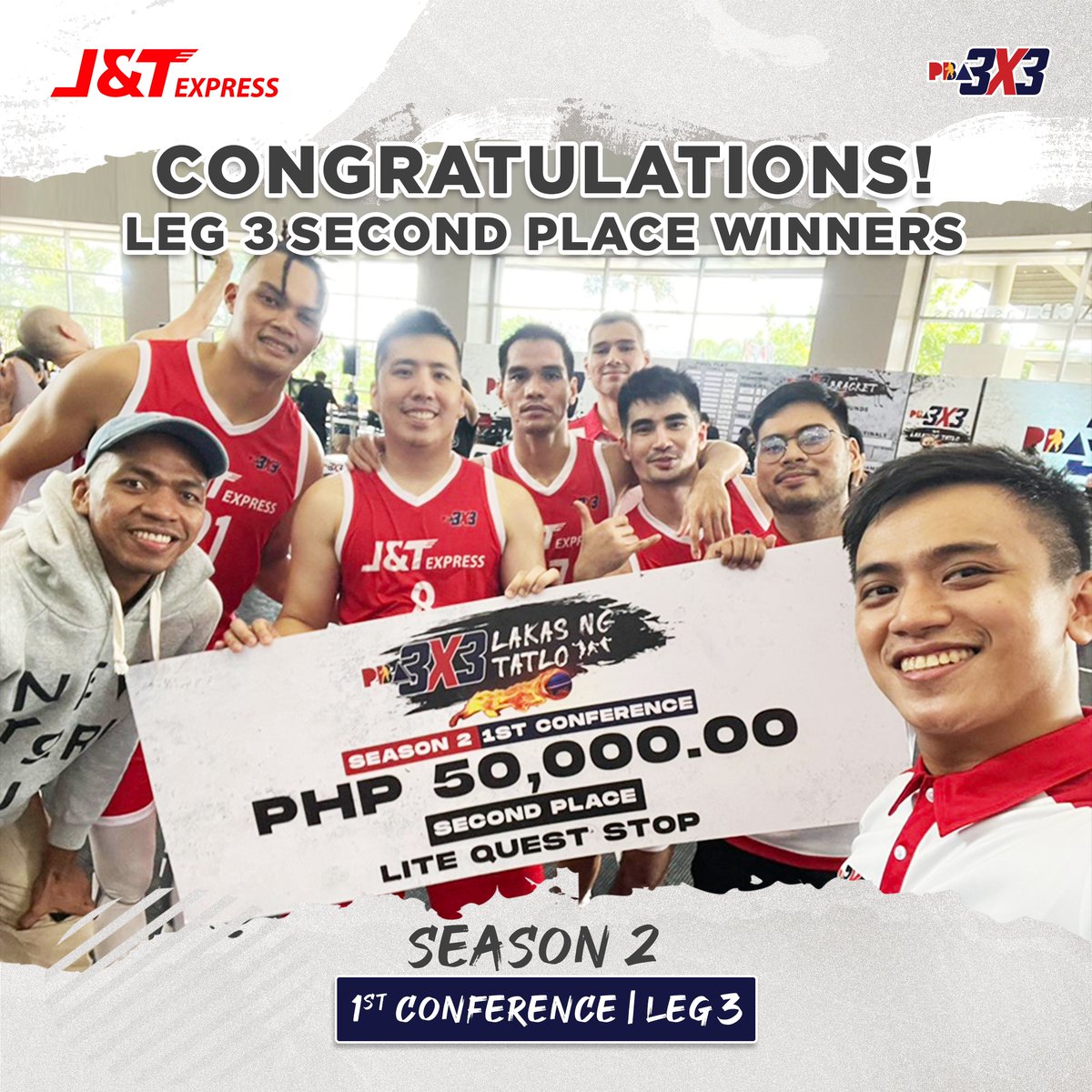 jntexpressph's tweet photo. Lakas J&amp;T! 💪

Congratulations to our J&amp;T Express team for winning the second place 🎉🎉🥈🥈

The best is yet to come. See you on Leg 4, mga ka-J&amp;T!

#JNTLABAN
#LakasNgTatlo
#jntexpressph
#ExpressYourOnlineBusiness https://t.co/mMdtaVQHZu