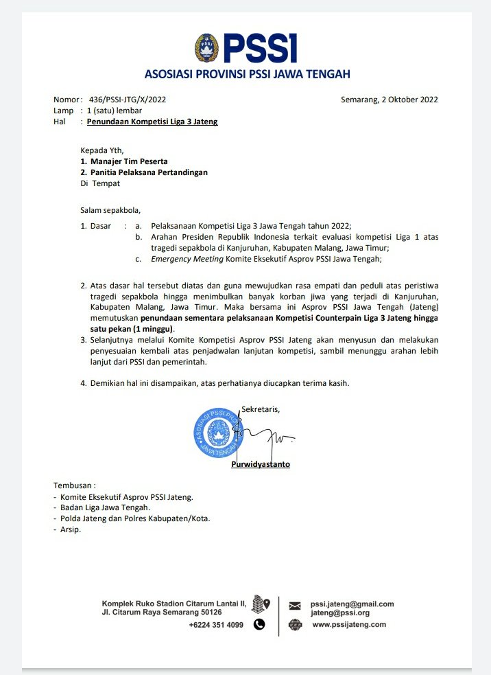 PersakKebumen's tweet photo. Pengumuman dari Asprov terkait dibatalkannya pertandingan akibat insiden #kanjuruhan semoga menjadi maklum dari berbagai pihak. 
#ripsepakbolaindonesia #KanjuruhanDisaster https://t.co/WPIwjwh8PL