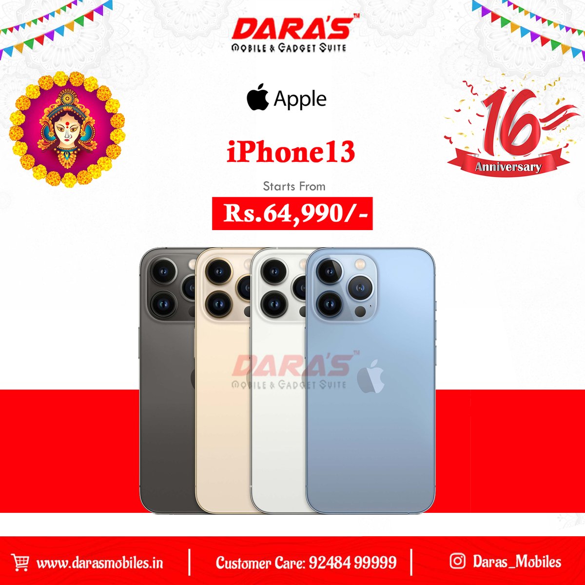 gupta9989's tweet photo. Hurraayyy!!
Daras Mobiles 16th Anniversary Sale and Dussehra Festival Deals all going On!!
Our Prices are less than online!
Call Now : 92484 99999
Shop Online : https://t.co/SjMx39MwWX
#daras #darasmobiles #darasanniversarysale #anniversarysale #anniversary #daras16thanniversary https://t.co/ReTN7yqUMq