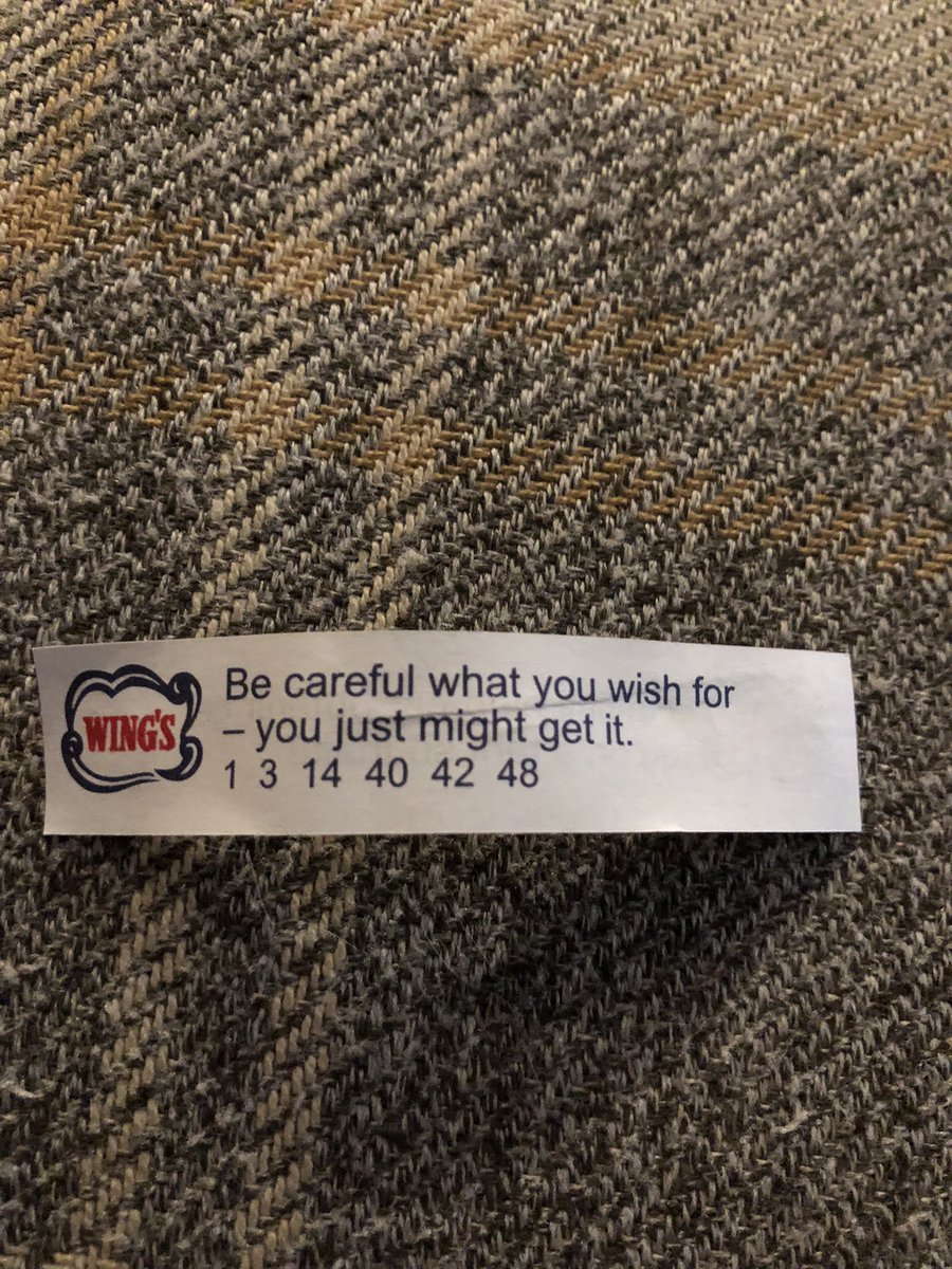 jen_grier's tweet photo. Wow! When the phrase you often ask others comes back to bite you in the form of a fortune cookie after dinner! 

…maybe I need to be a little less careful about what I wish for??? https://t.co/fti9crU0jj