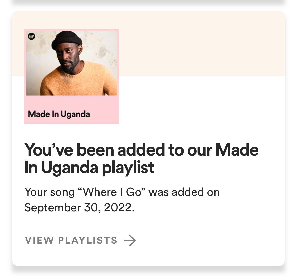 SRVictor256's tweet photo. We’re so blessed, we’re making history #WhereIGo @jesse10s ft DJ Victor256 feature on #MadeInUganda official @Spotify playlist

We bless the Lord for such doors, stream here https://t.co/AUqIro1CTQ https://t.co/4dw8Jmmi7A
