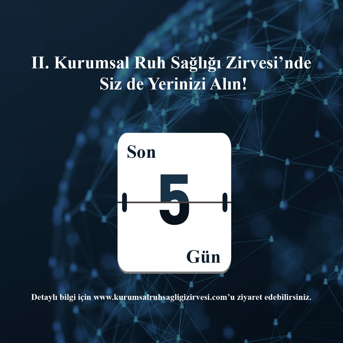 Türkiye’nin önde gelen kurumlarından profesyonellerin davetli olduğu  bu etkinliğimize sizi de bekliyoruz! 😇 Detaylı bilgi ve kayıt için kurumsalruhsagligizirvesi.com 'u ziyaret edebilirsiniz.