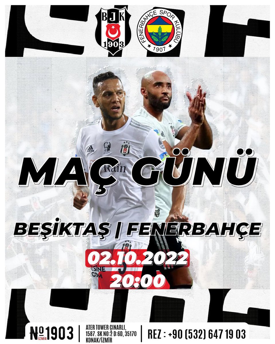 izmirbjkdernegi's tweet photo. Beşiktaşım geliyor Çalsın davullar sazlar Alemin Kralına ' FEDA ' olsun bu canlar...
#Derbi #AterTower #No1903İzmir’de izlenir 🦅
Ater Tower Çınarlı, 1587. Sk No:2 D:6, 35170 Konak/İzmir
⏰ 19.00(Maç Önü Özel)
🕰 20.00 (Maç Saati)
📱+90(532) 647 1903 https://t.co/rBKO22jDGR